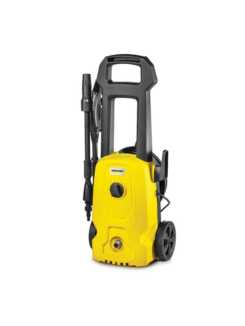 Lavadora de alta pressão karcher wash jet 1500psi 1400w aplicador de detergente porta acessórios integrado amarela e preta