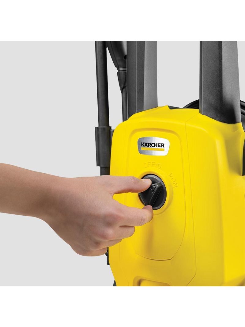 Lavadora de alta pressão karcher wash jet 1500psi 1400w aplicador de detergente porta acessórios integrado amarela e preta