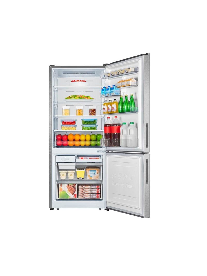 Geladeira hisense frost free 417l duplex inverter rb422p3esa1 bottom freezer inox