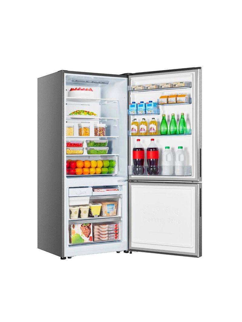 Geladeira hisense frost free 417l duplex inverter rb422p3esa1 bottom freezer inox