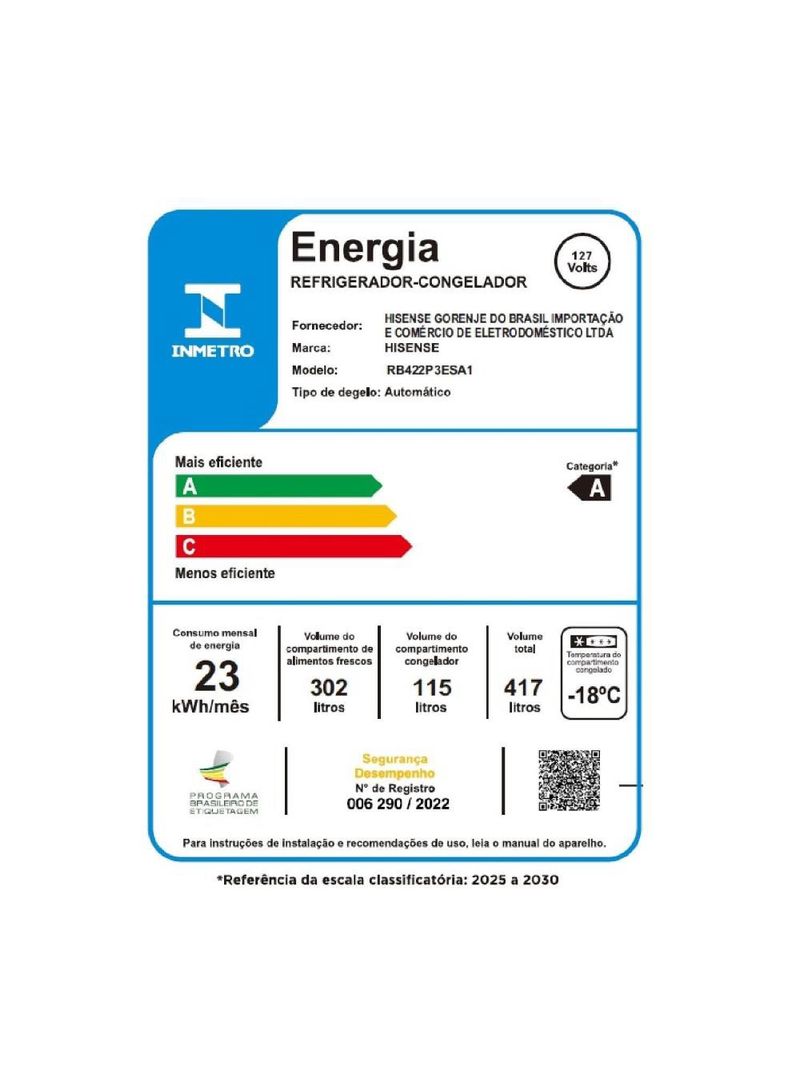 Geladeira hisense frost free 417l duplex inverter rb422p3esa1 bottom freezer inox