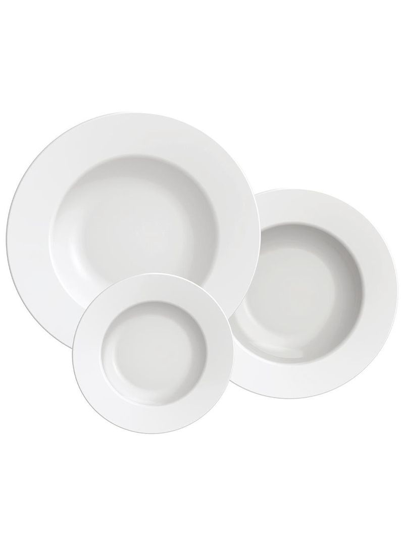 Conjunto com 12 pratos tramontina maria augusta em porcelana - branco