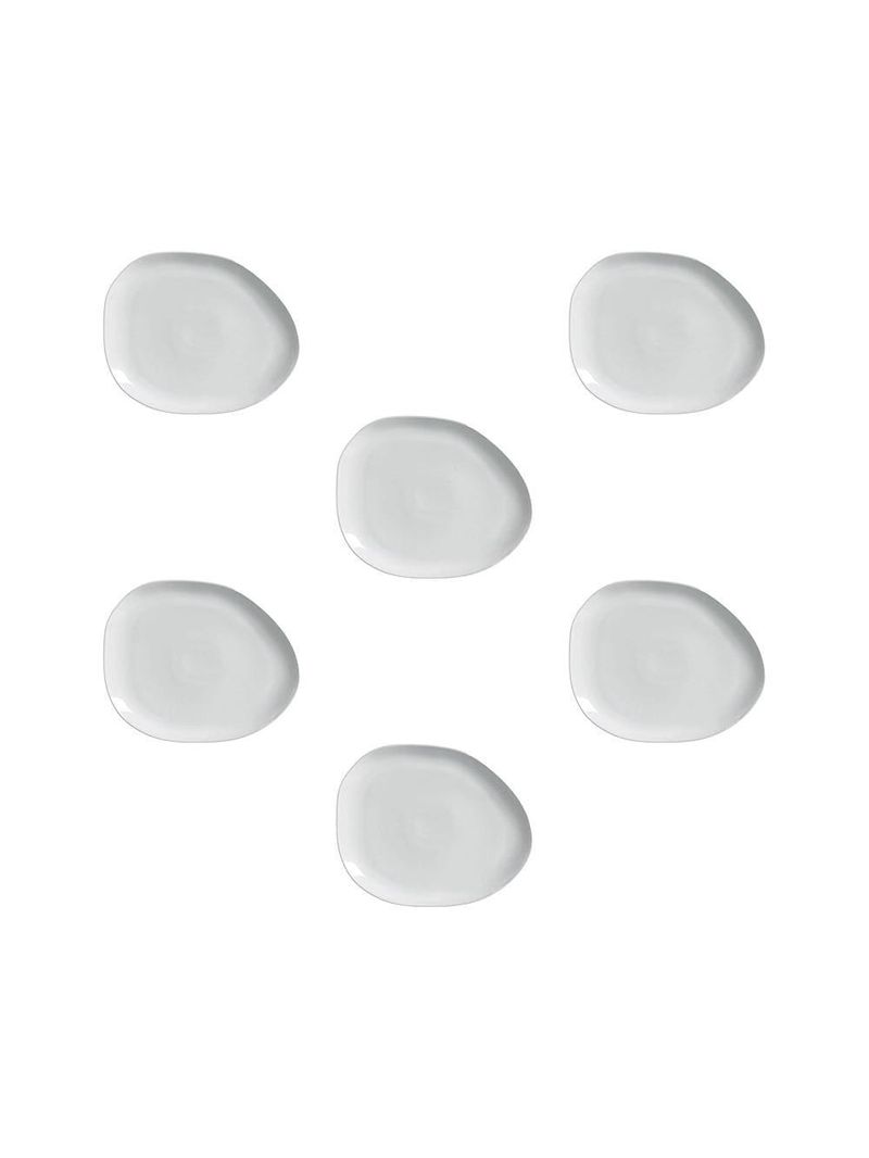 Conjunto de pratos oval porto brasil orgânico new white 31cm - 6 peças