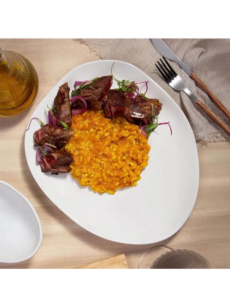 Conjunto de pratos oval porto brasil orgânico new white 31cm - 6 peças