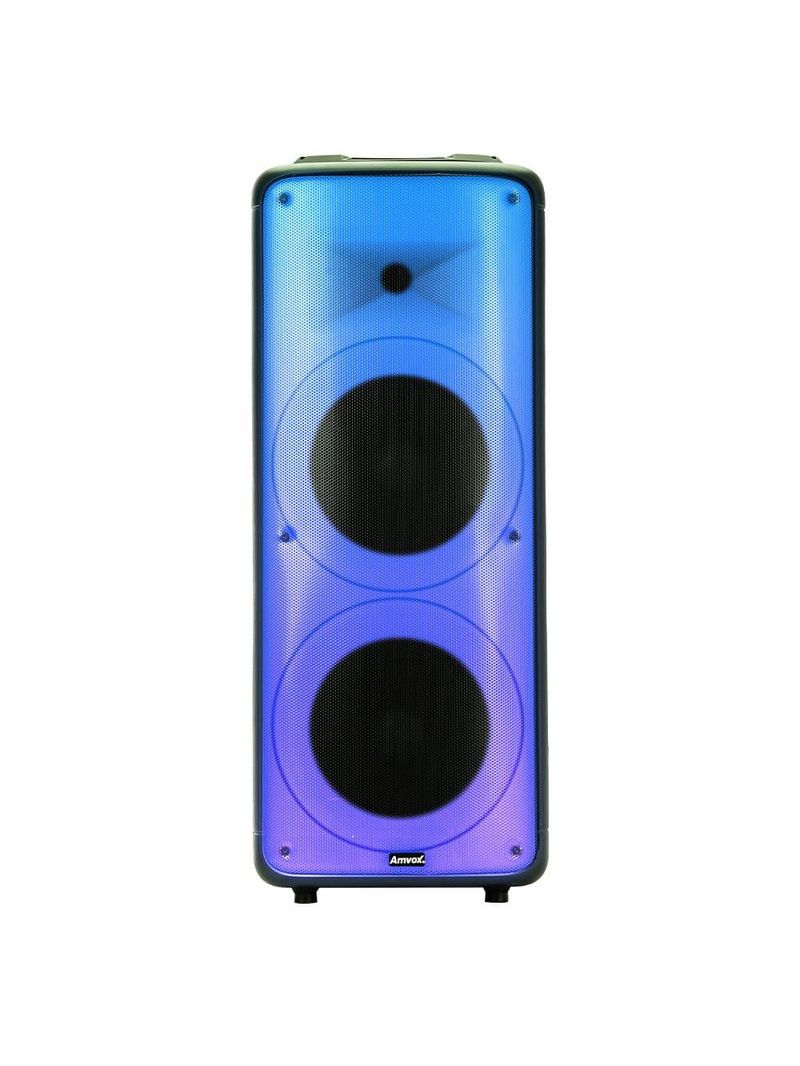 Caixa de som amplificada amvox party vox prime bivolt com bluetooth, alça, 2 woofers de 10", 1 tweeter de 3" e display de led 2000w - preta