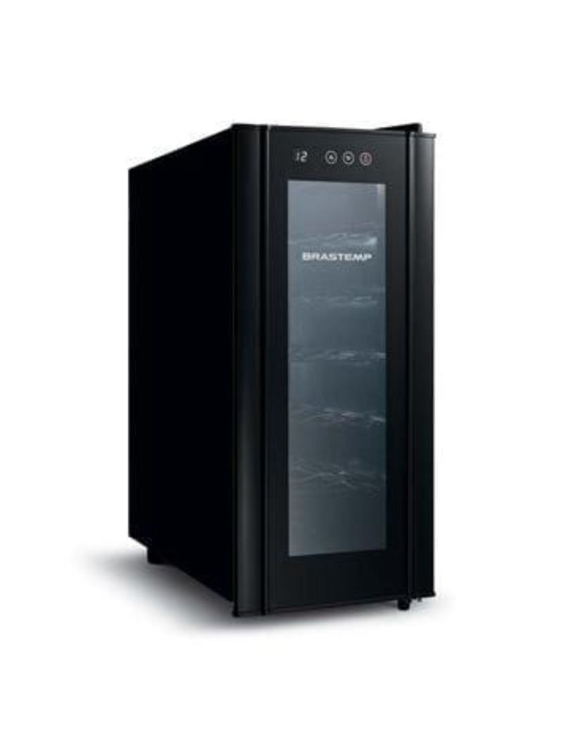 Adega de vinhos brastemp bzc12be com iluminação led com painel eletrônico para 12 garrafas - preta
