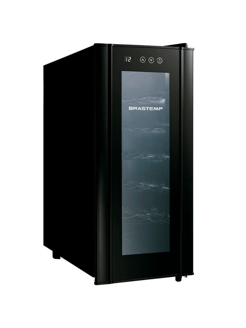 Adega de vinhos brastemp bzc12be com iluminação led com painel eletrônico para 12 garrafas - preta