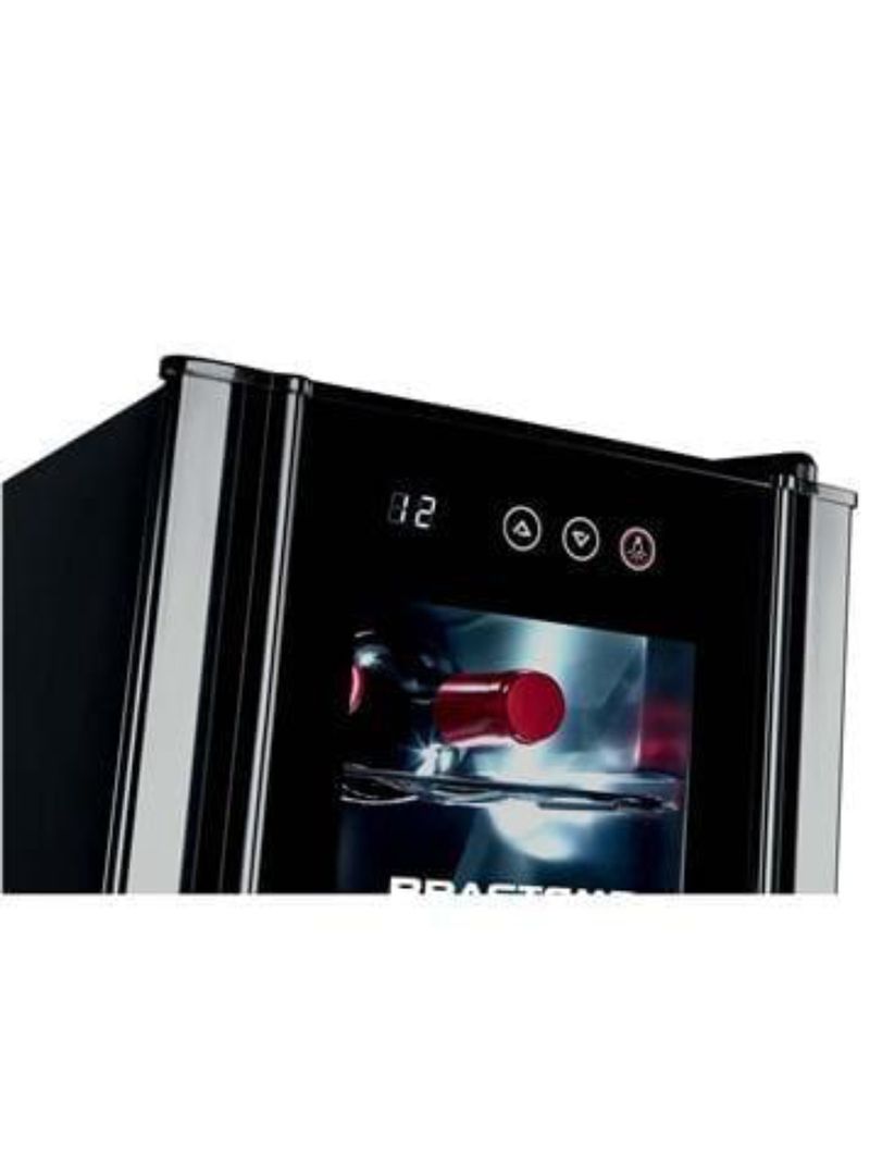 Adega de vinhos brastemp bzc12be com iluminação led com painel eletrônico para 12 garrafas - preta