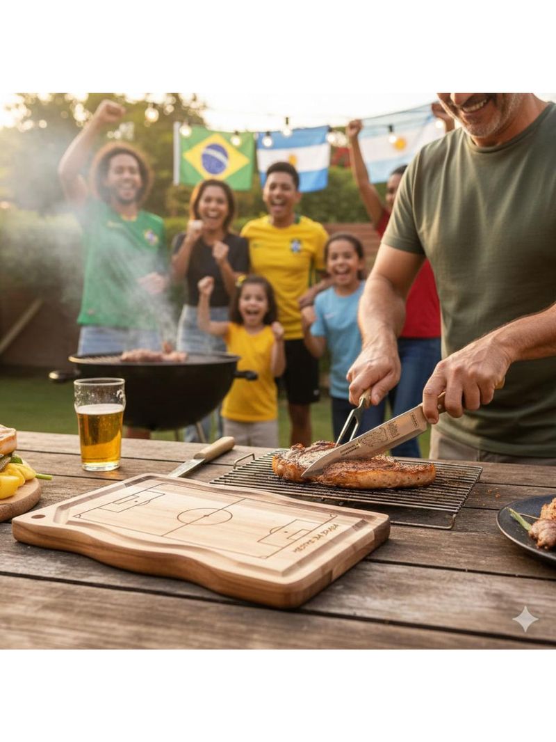 Kit churrasco tramontina copa do mundo 3 peças aço inox