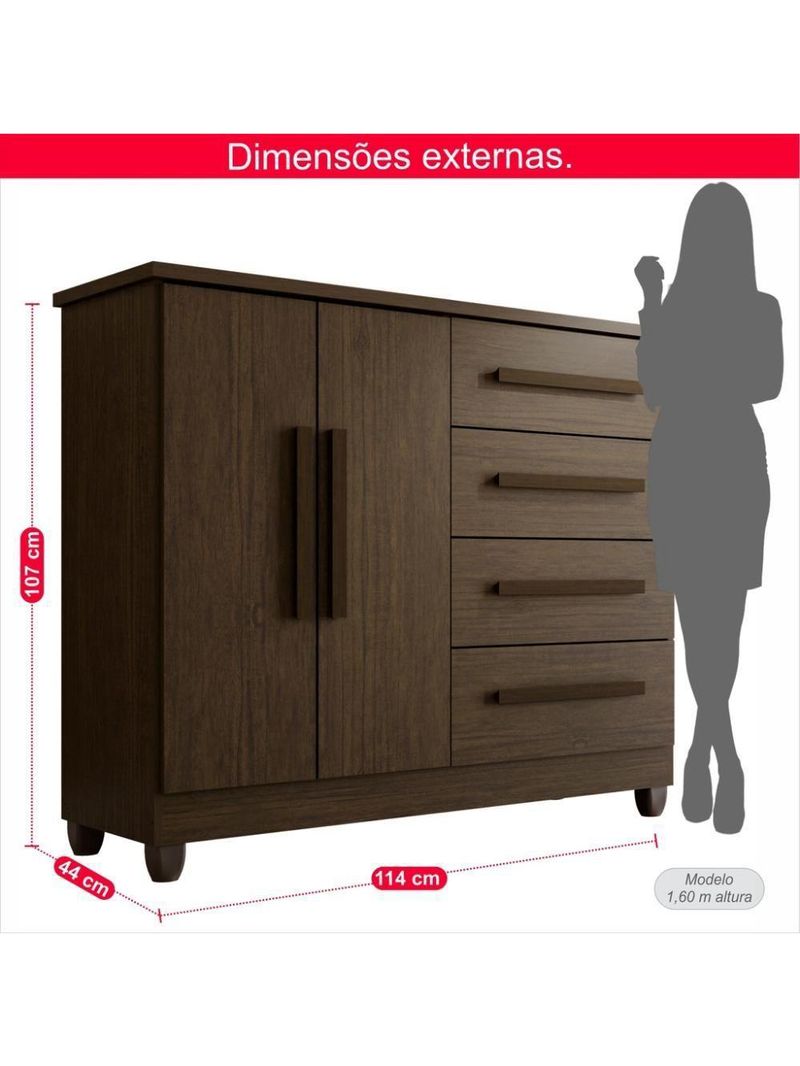 Cômoda 2 Portas 4 Gavetas Madri Plus Com Sapateira