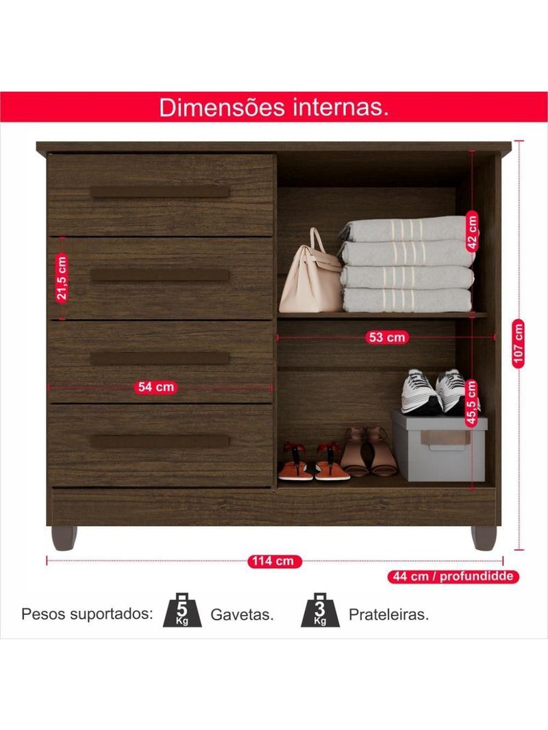 Cômoda 2 Portas 4 Gavetas Madri Plus Com Sapateira