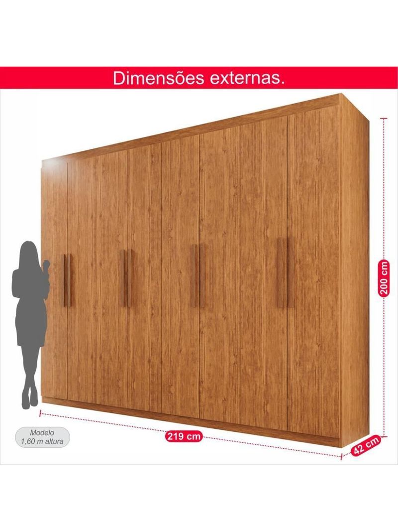 Guarda-roupa Casal 100% Mdf 8 Portas E 4 Gavetas Herrera
