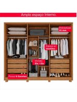 Guarda-roupa Casal 100% Mdf 6 Portas E 6 Gavetas Premium Ripado