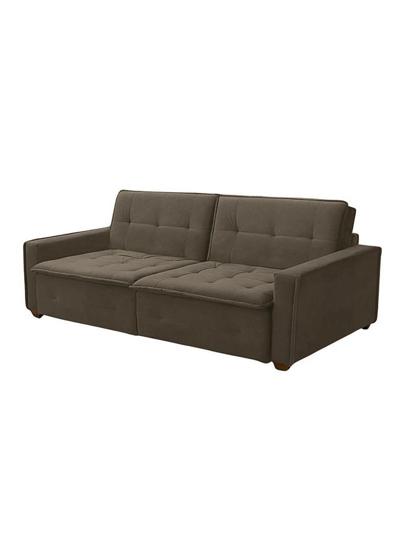 Sofá Cama Reclinável 3 Lugares Filadélfia Veludo Marrom Café - Lojas Curitibanas