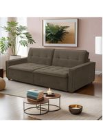 Sofá Cama Reclinável 3 Lugares Filadélfia Veludo Marrom Café - Lojas Curitibanas