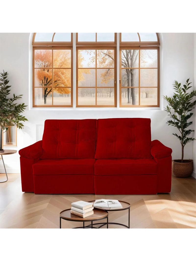 Sofá Sevilha Retrátil 3 Lugares Vermelho Simonetto - Lojas Curitibanas