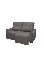 Sofá Retrátil Reclinável Monaco Veludo Cinza Trovão - Lojas Curitibanas