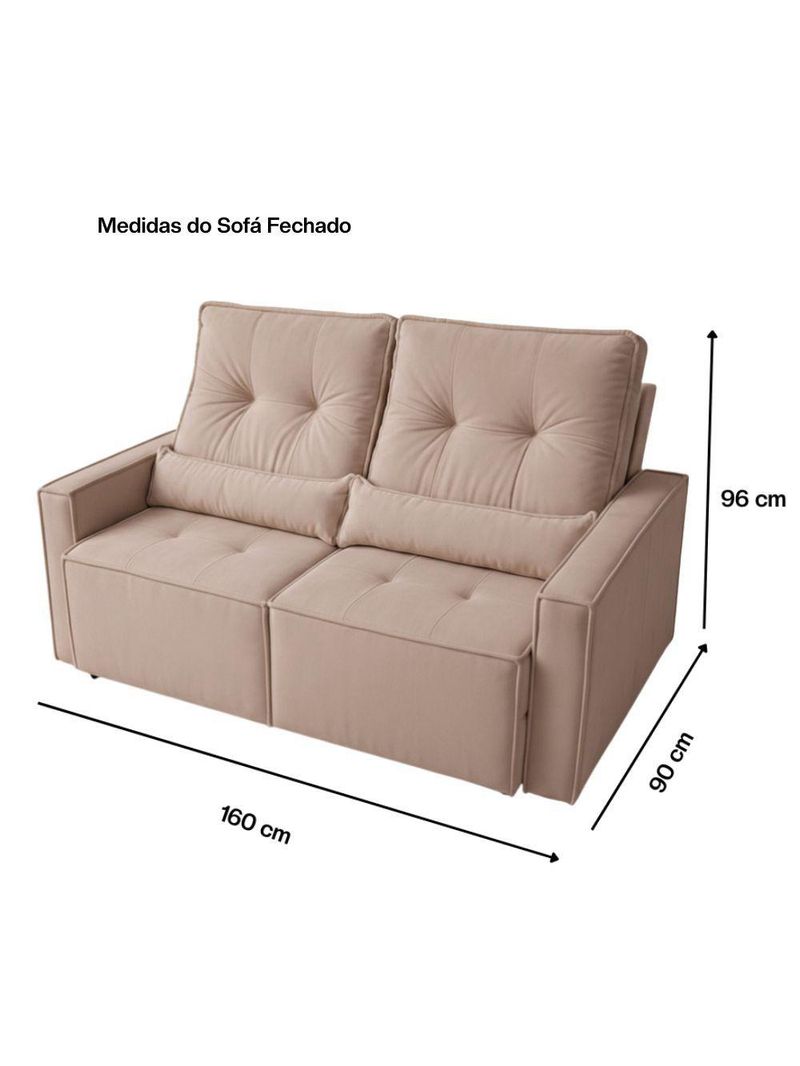 Sofá Retrátil E Reclinável Londrina 1,60m Em Veludo Com Assento D23 – Lojas Curitibanas Bege