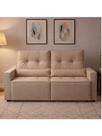 Sofá Retrátil E Reclinável Londrina 1,60m Em Veludo Com Assento D23 – Lojas Curitibanas Bege