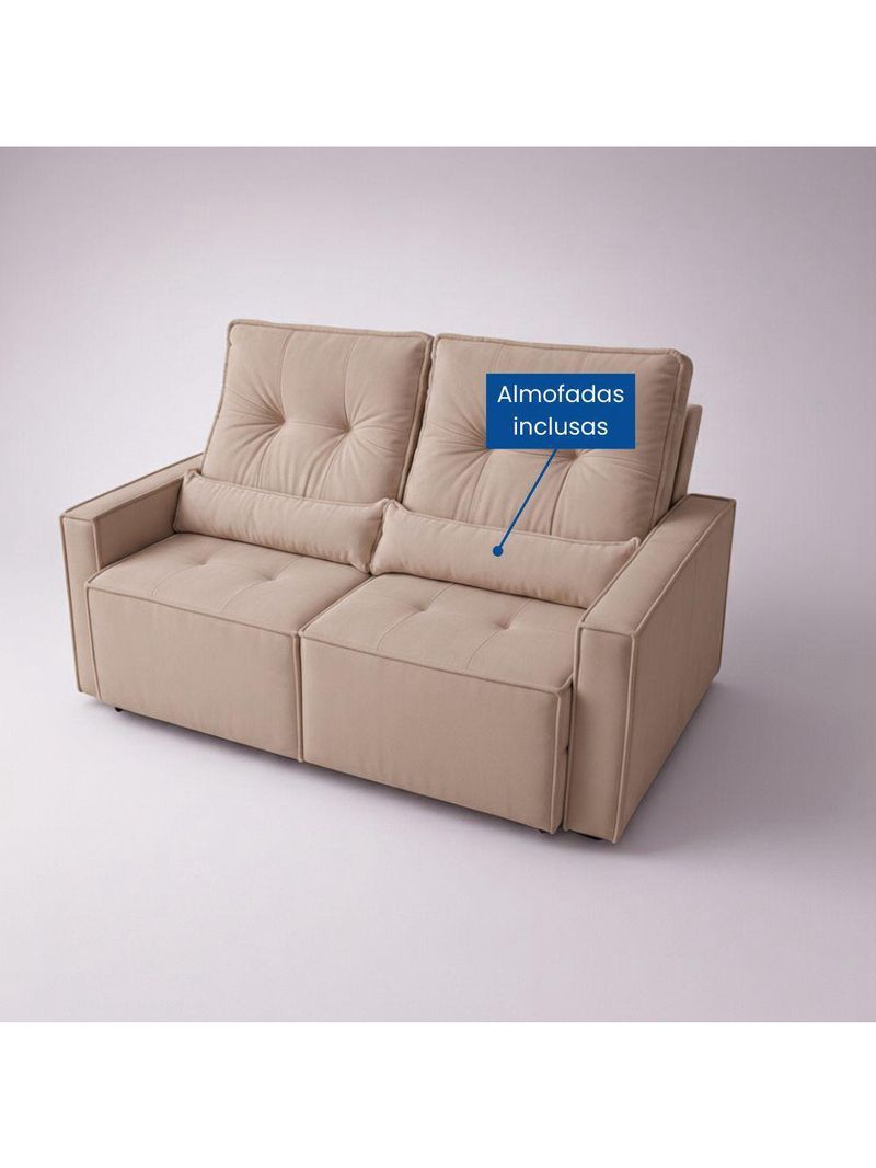 Sofá Retrátil E Reclinável Londrina 1,60m Em Veludo Com Assento D23 – Lojas Curitibanas Bege
