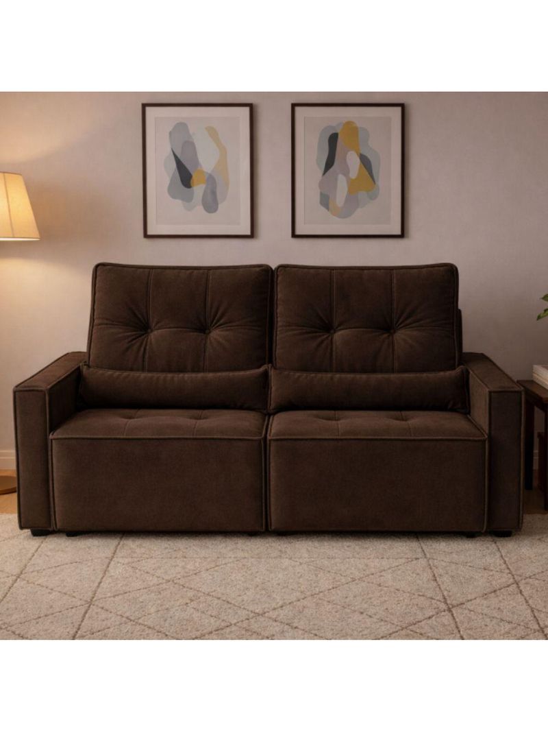 Sofá Retrátil E Reclinável Londrina 1,60m Em Veludo Com Assento D23 – Lojas Curitibanas Marrom