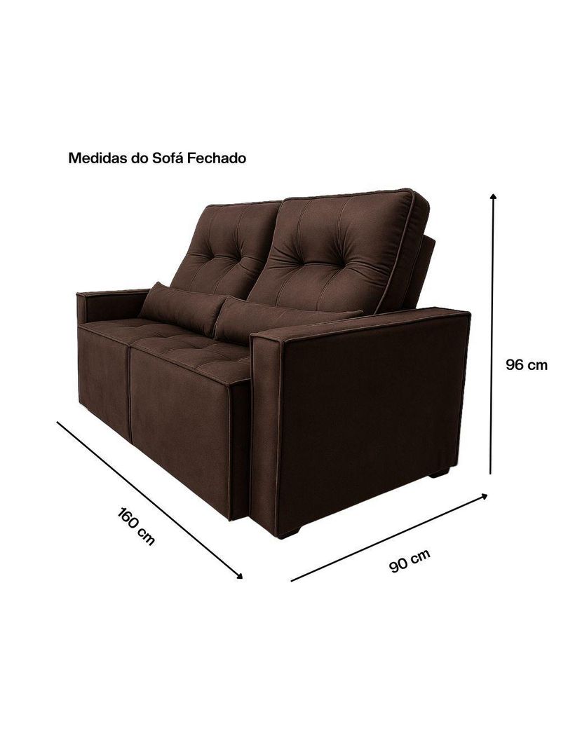 Sofá Retrátil E Reclinável Londrina 1,60m Em Veludo Com Assento D23 – Lojas Curitibanas Marrom