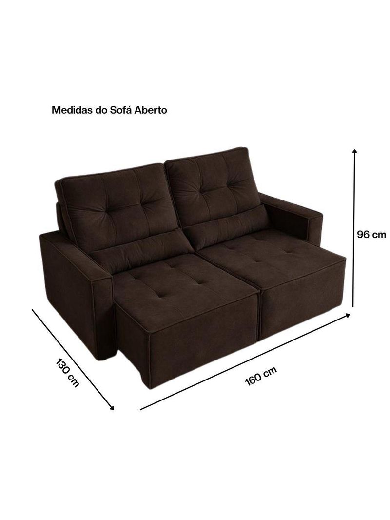 Sofá Retrátil E Reclinável Londrina 1,60m Em Veludo Com Assento D23 – Lojas Curitibanas Marrom