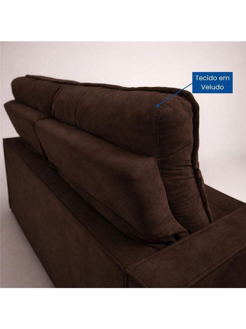 Sofá Retrátil E Reclinável Londrina 1,60m Em Veludo Com Assento D23 – Lojas Curitibanas Marrom