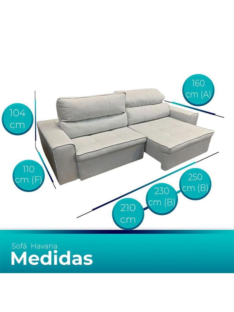 Sofá Retrátil E Reclinável 3 Lugares Havana Azul Lux - Lojas Curitibanas