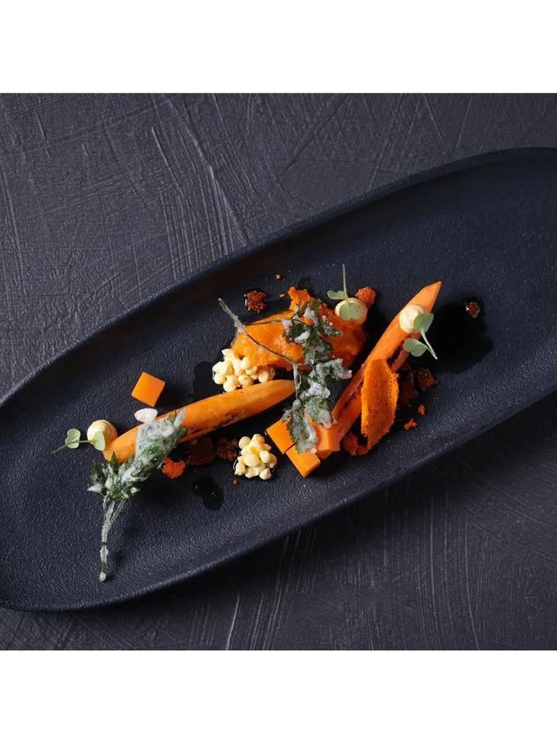 Conjunto de travessas oval rasa grande porto brasil orgânico preto matte 36x13cm - 4 peças