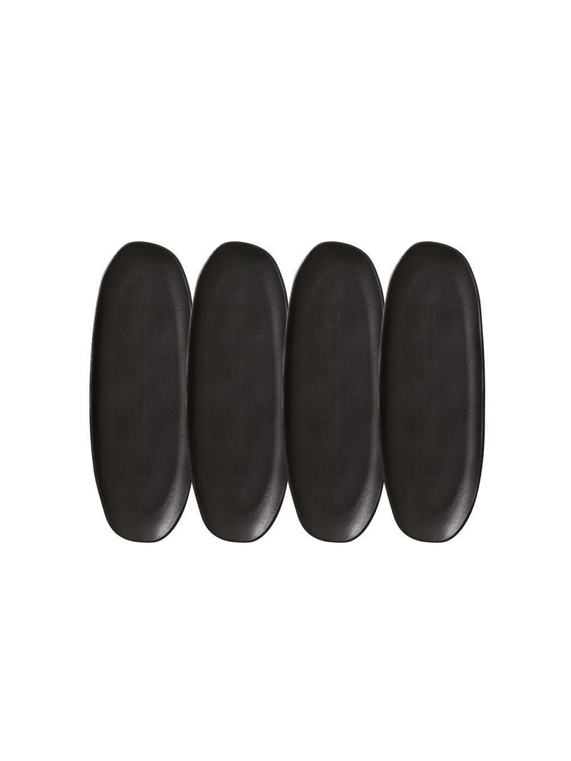 Conjunto de travessas oval rasa grande porto brasil orgânico preto matte 36x13cm - 4 peças