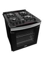 Fogão de embutir dako diplomata 4 bocas preto mesa de vidro bivolt