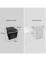 Fogão de embutir dako diplomata 4 bocas preto mesa de vidro bivolt