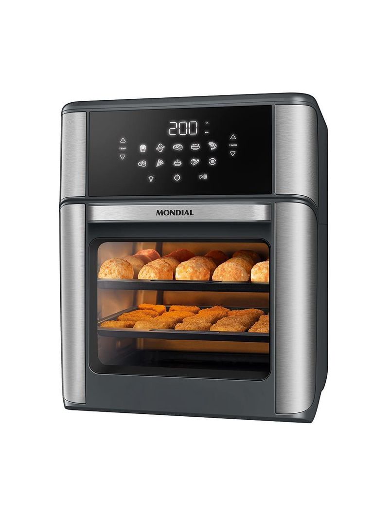 Fritadeira elétrica air fryer forno mondial afon-12l-gi 12l 2000w painel digital preto