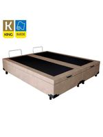 Cama Box Baú King Bipartido Suede Cama Bege 192x203x45cm