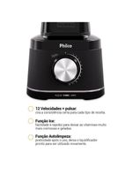 Liquidificador Philco 1500W 12 velocidades 3,1L PLQ15A 220V