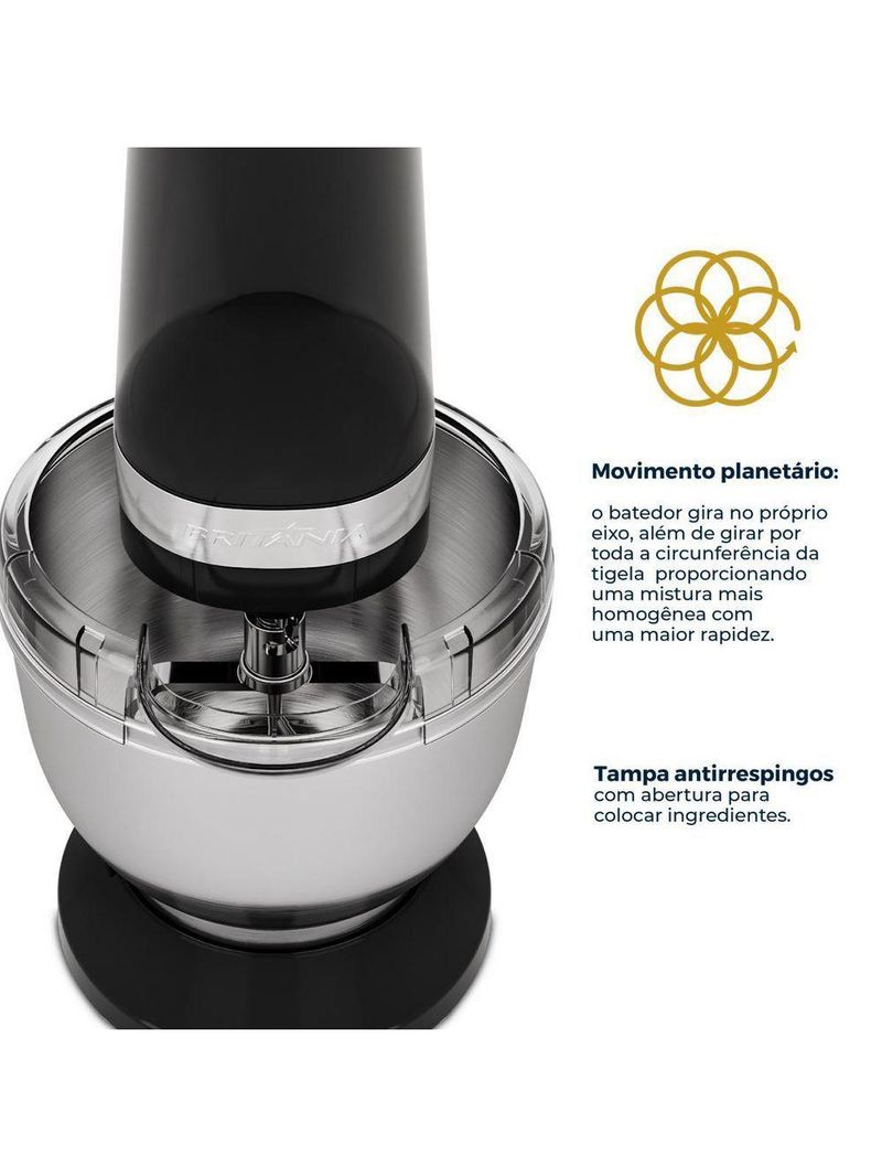 Batedeira Planetária Britânia 4L 3 Batedores BBP70A 110V