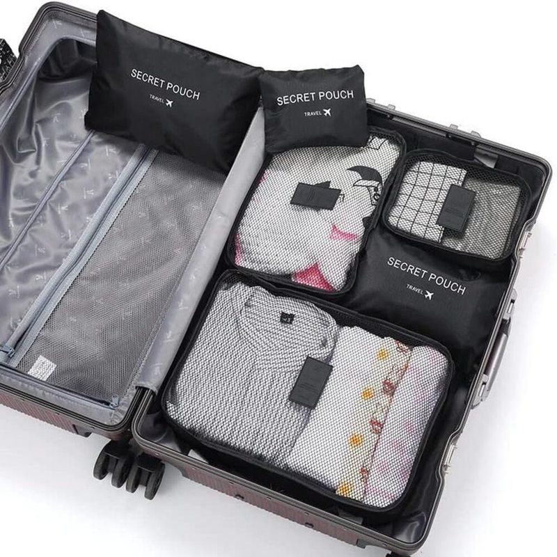 Organizador Mala Viagem Kit Completo 6 Peças Necessaire Porta Guarda Roupas Sapatos Biquini Multiuso Ziper Luxo