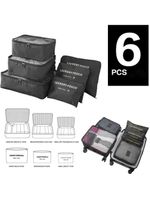 Organizador Mala Viagem Kit Completo 6 Peças Necessaire Porta Guarda Roupas Sapatos Biquini Multiuso Ziper Luxo