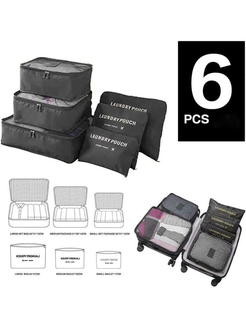 Organizador Mala Viagem Kit Completo 6 Peças Necessaire Porta Guarda Roupas Sapatos Biquini Multiuso Ziper Luxo