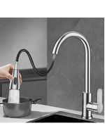 Torneira Goumert Flexivel Prateada Misturador Monocomando Extensivel Cozinha Bancada Pia Quente Fria 2 Jatos Mangueira R