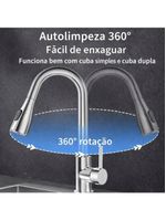 Torneira Goumert Flexivel Prateada Misturador Monocomando Extensivel Cozinha Bancada Pia Quente Fria 2 Jatos Mangueira R