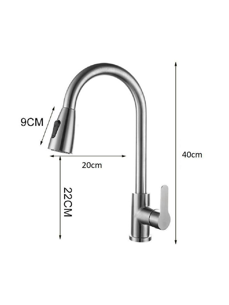 Torneira Goumert Flexivel Prateada Misturador Monocomando Extensivel Cozinha Bancada Pia Quente Fria 2 Jatos Mangueira R