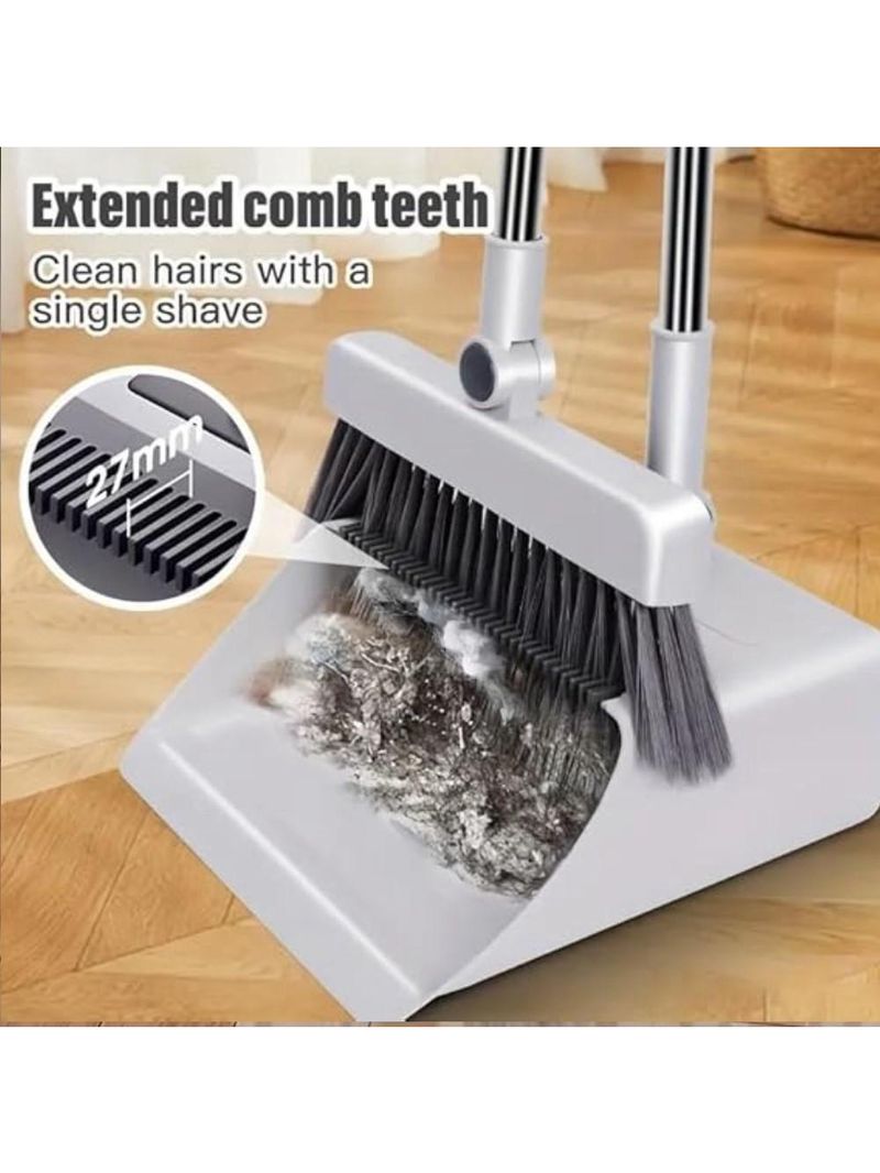 Vassoura Com Pá Coletora Cabo Longo Articulável