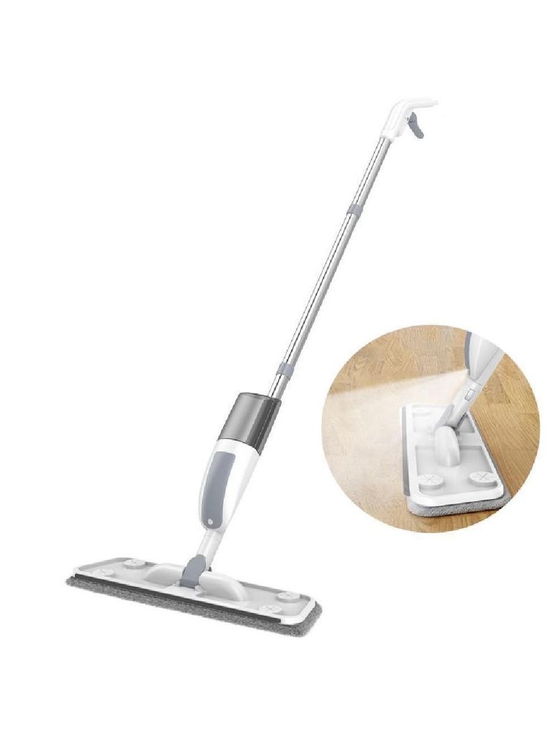 Rodo Mop Spray Esfregao 3 Em 1 Limpa Seca Vassoura Dispenser Reservatorio Borifador Pano Microfibra Inox Profissional