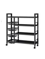 Organizador Multiuso Inox Carrinho Suporte Microondas Forno Galao Agua Fruteira De Chao 4 Prateleiras Multifuncoes Porta