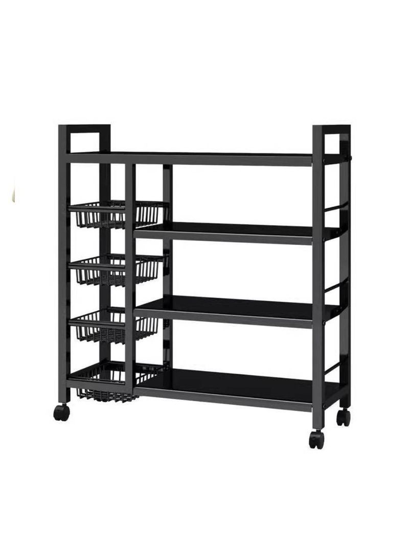 Organizador Multiuso Inox Carrinho Suporte Microondas Forno Galao Agua Fruteira De Chao 4 Prateleiras Multifuncoes Porta