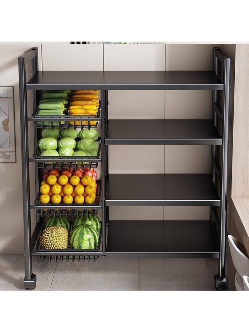 Organizador Multiuso Inox Carrinho Suporte Microondas Forno Galao Agua Fruteira De Chao 4 Prateleiras Multifuncoes Porta
