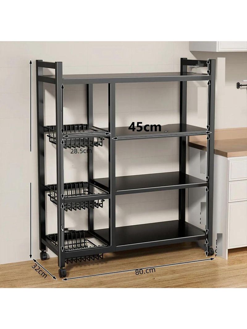 Organizador Multiuso Inox Carrinho Suporte Microondas Forno Galao Agua Fruteira De Chao 4 Prateleiras Multifuncoes Porta