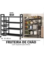 Organizador Multiuso Inox Carrinho Suporte Microondas Forno Galao Agua Fruteira De Chao 4 Prateleiras Multifuncoes Porta